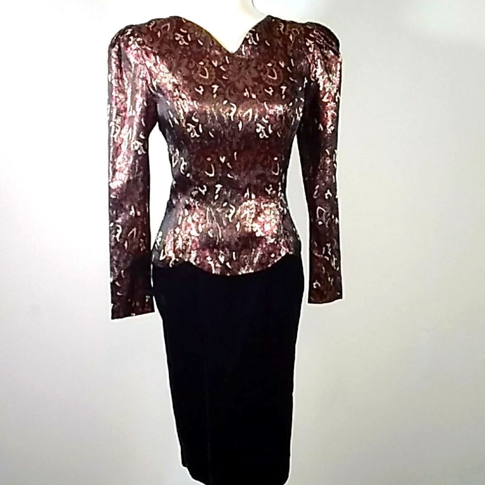 Velvet Scott Mc CLINTOCK 1980s Vintage Women Christmas Dress Size 8